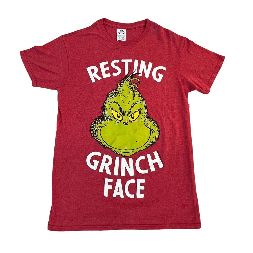 Dr Seuss Resting Grinch Face‎ T-Shirt Mens Small Red Holiday Christmas Graphic